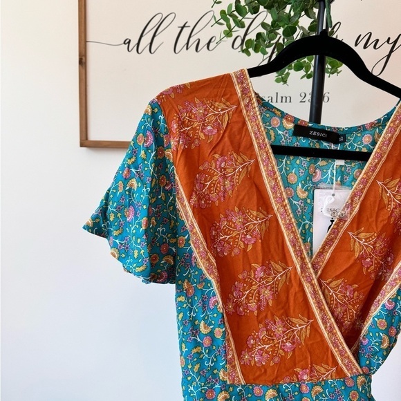 NWT BohoDeep V Neck Short Sleeves Maxi wrap Dress - Picture 5 of 10